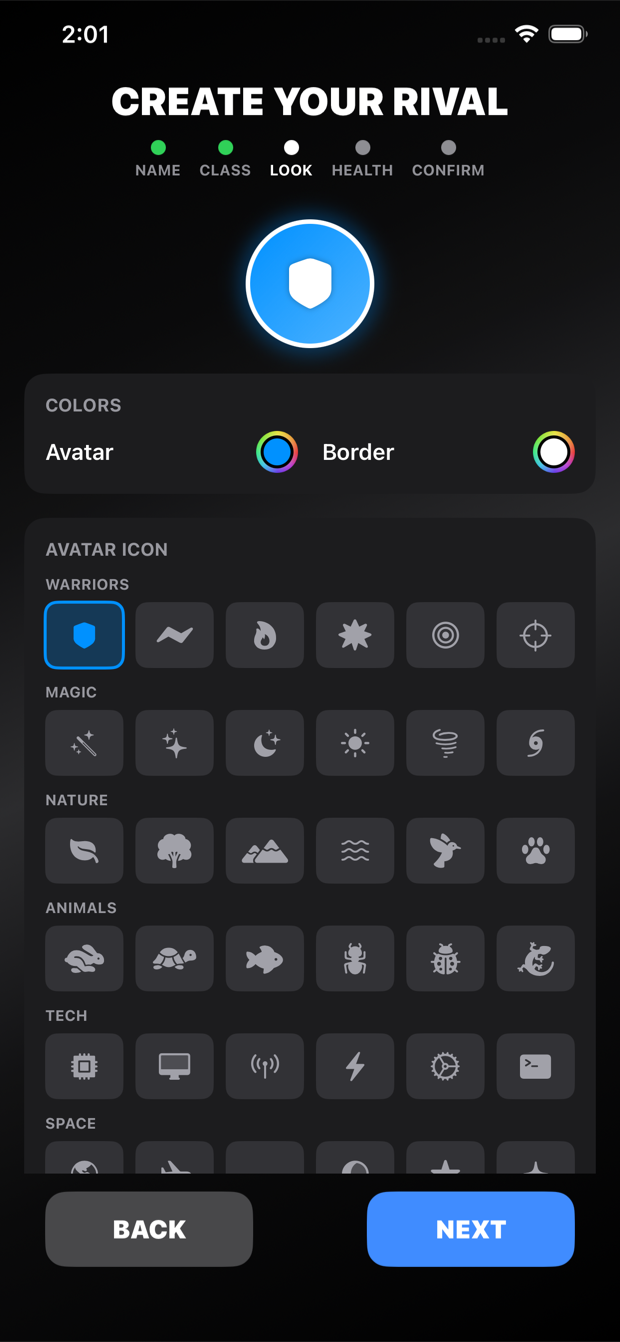Customize your avatar icon, colors, and border